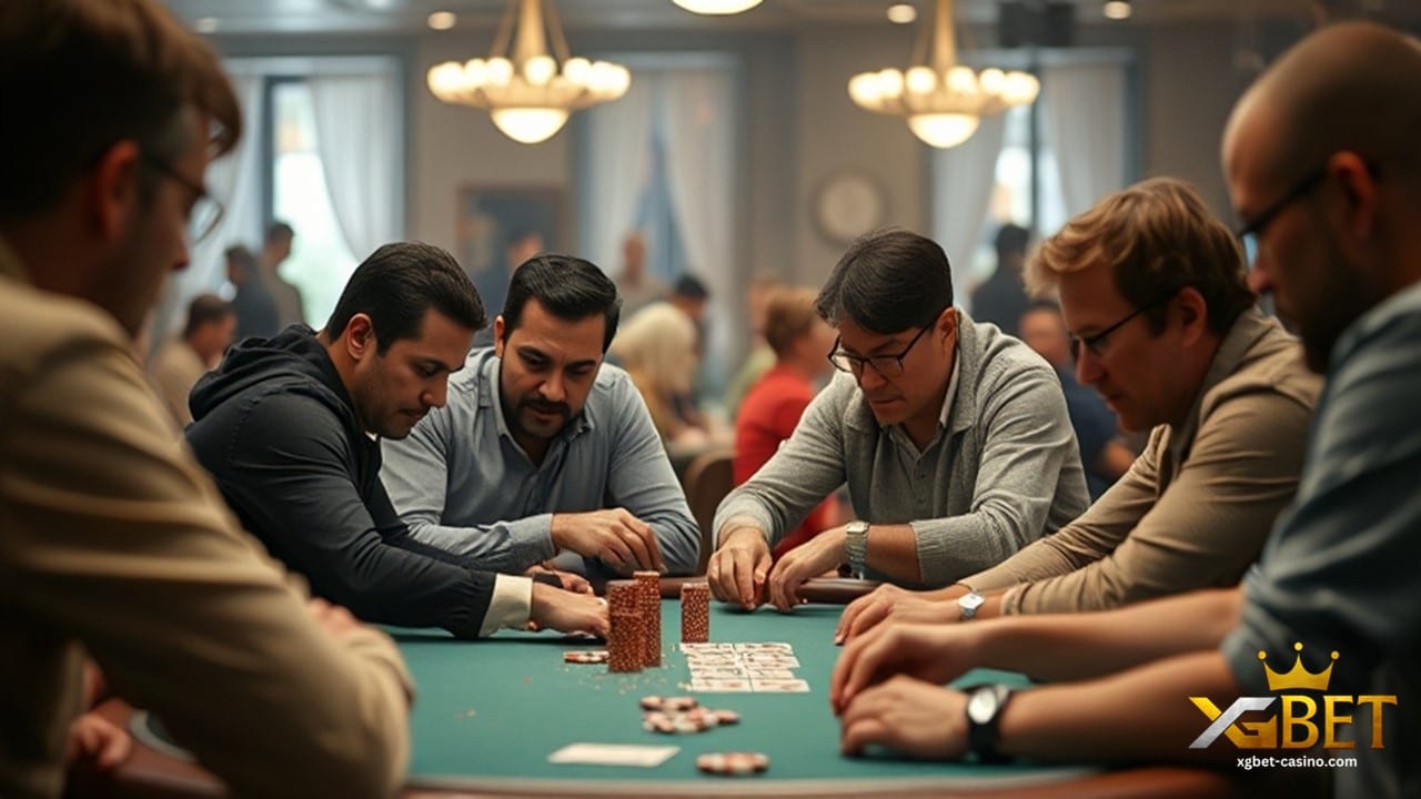 a group of men playing poker