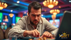 a frustrated man playing in casino