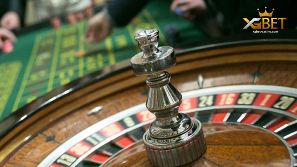 a close up look of roulette wheel and its table